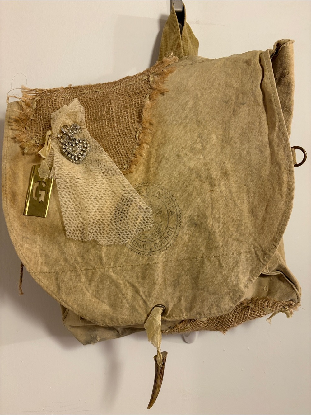 VINTAGE LACE & Rhinestone BOY SCOUTS BACKPACK Canvas
